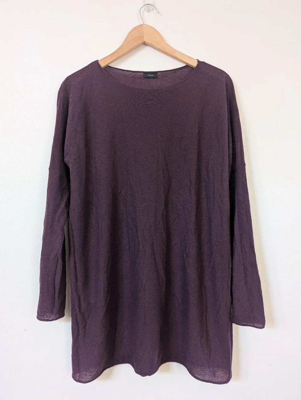 Joseph 100% Fine Cashmere Tunic Long Sweater Aubergine Purple Color M Medium